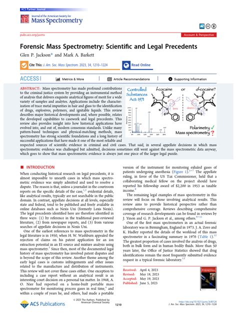 Forensic Mass Spectrometry: Scientific and Legal Precedents - wintechmobiles.com