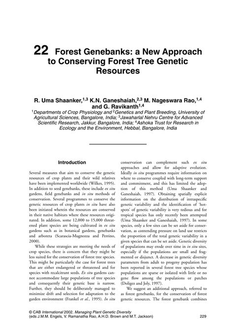 Forest genebanks: a new approach to conserving forest … - raincitystudios.com