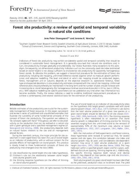 Forest site productivity: a review of spatial and ... - Oxford Academic - raincitystudios.com