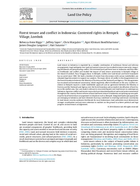 Forest tenure and conflict in Indonesia: Contested rights in Rempek ... - balustradellc