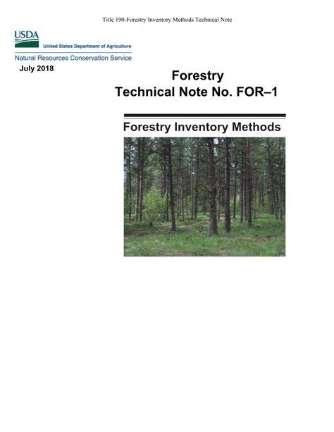 Forestry Inventory Methods, NRCS Technical Note 190-FOR-1 - raincitystudios.com