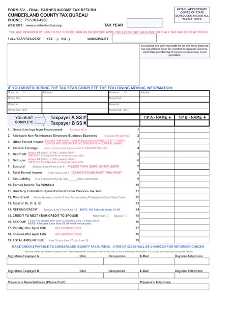 FORM 531 - Cumberland County Tax Bureau