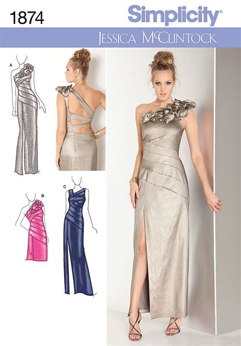FORMAL DRESS Sewing Pattern Simplicity 1874 Off Shoulder Etsy