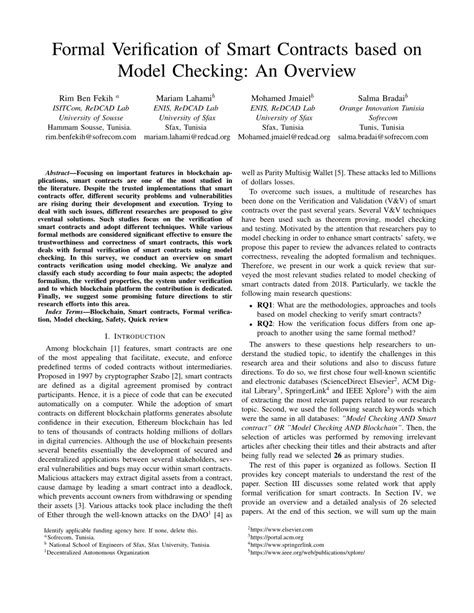 Formal Verification of Smart Contracts Based on Model Checking: An ... - coolestguyplanet.net