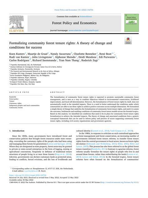 Formalizing community forest tenure rights: A theory of change and ... - raincitystudios.com