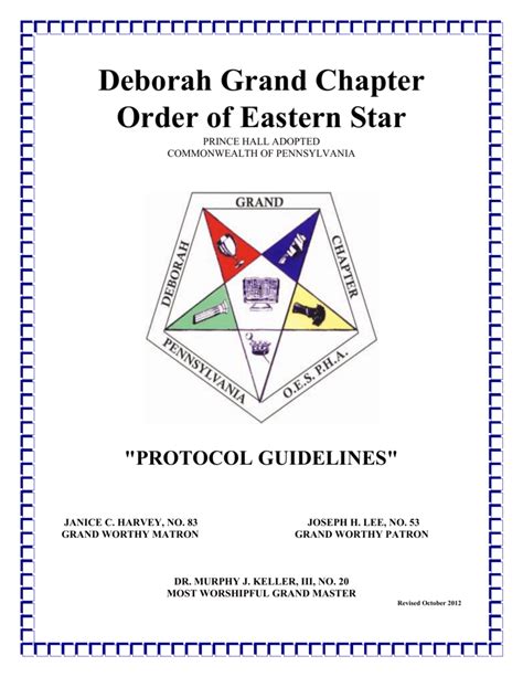 FORMS Grand Chapter Order of the Eastern Star, PHA