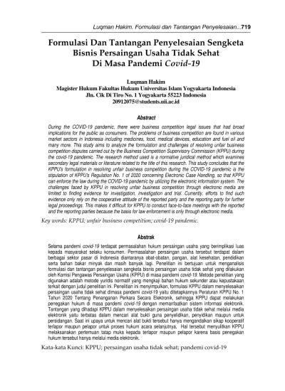 Formulasi Dan Tantangan Penyelesaian Sengketa Bisnis Persaingan Usaha ... - balustradellc