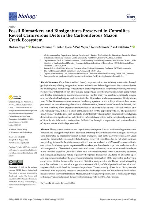 Fossil Biomarkers and Biosignatures Preserved in Coprolites Reveal ... - wintechmobiles.com