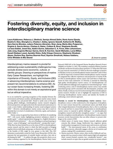 Fostering diversity, equity, and inclusion in interdisciplinary marine ... - raincitystudios.com