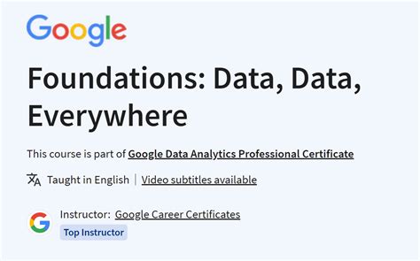 Foundations: Data, Data, Everywhere - Coursera - balustradellc