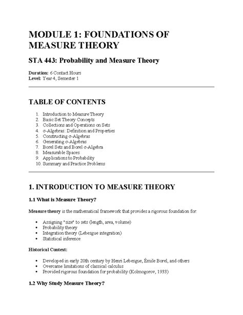 Foundations of Measure Theory in Analysis - wintechmobiles.com