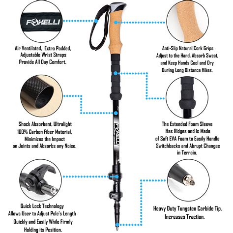 Foxelli Carbon Fiber Trekking Poles - Walking Hiking Sticks - balustradellc