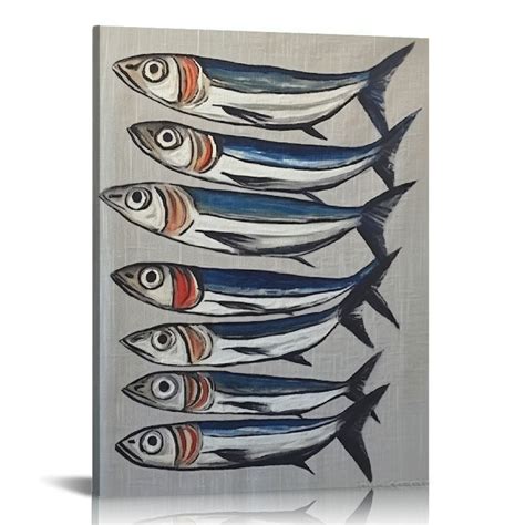 Framed Sardines in Olive Oil Poster Canvas Print Art Vintage … - balustradellc