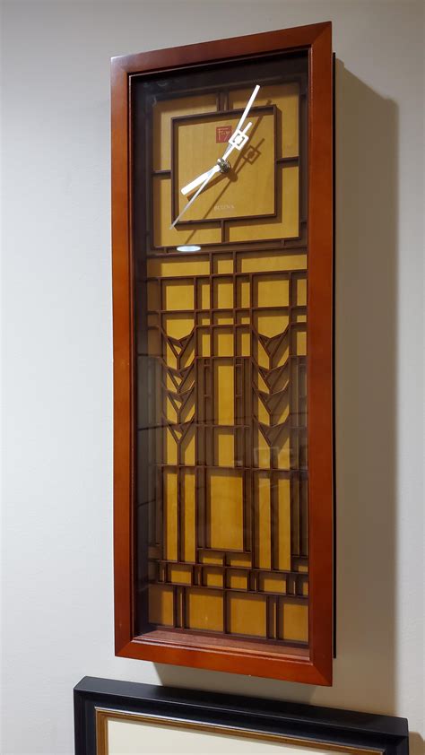 Frank Lloyd Wright Bulova B7747Mission Clock Brass Silver - balustradellc