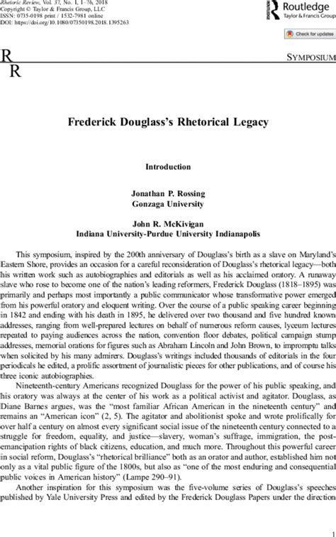 Frederick Douglass’s Rhetorical Legacy - balustradellc