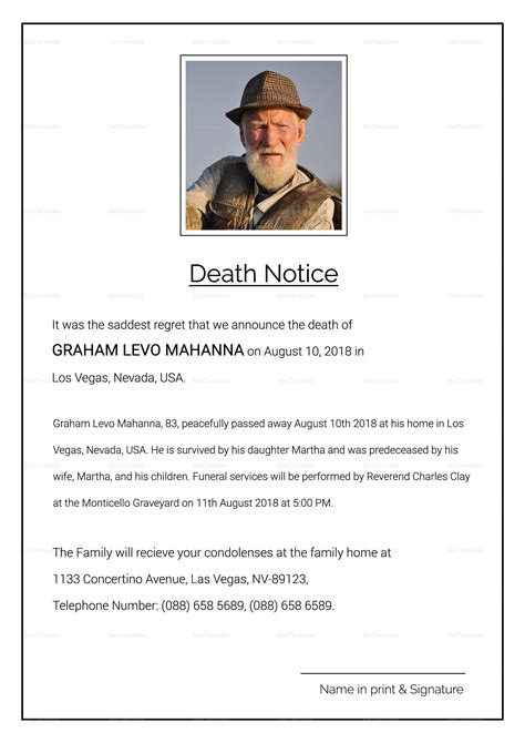 FREE 10+ Death Notice Samples in PDF PSD WORD