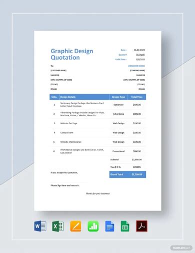 FREE 10+ Design Quotation Sample Templates in AI PDF Google Docs