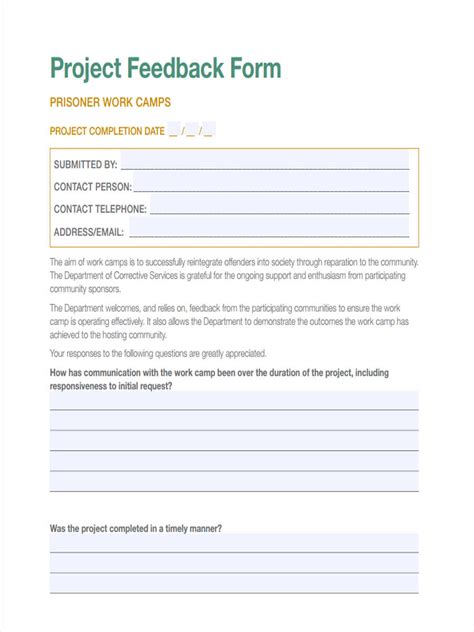 FREE 10+ Project Feedback Forms in PDF Ms WOrd