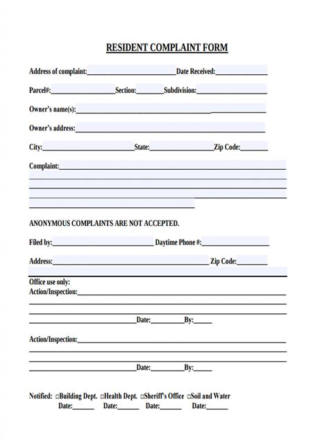 FREE 10+ Residential Complaint Forms in PDF MS Word
