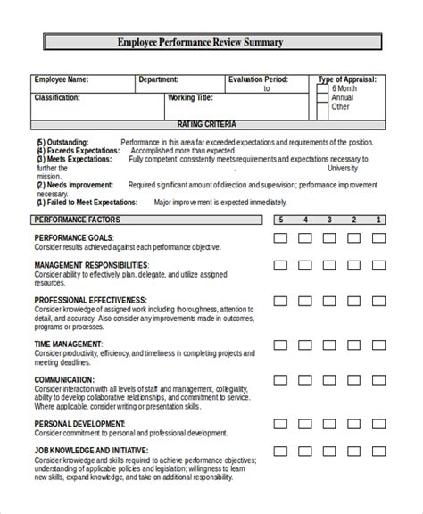 FREE 10+ Sample Employee Performance Review Forms in MS Word PDF