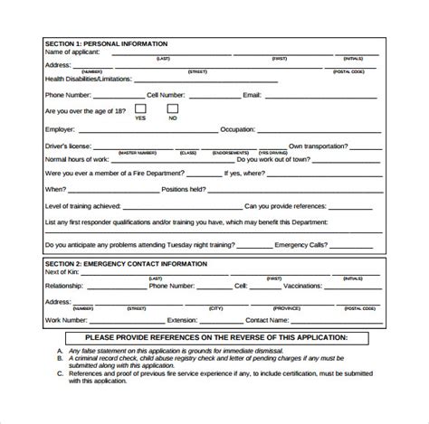 FREE 10+ Sample Fire Service Application Forms in PDF MS Word