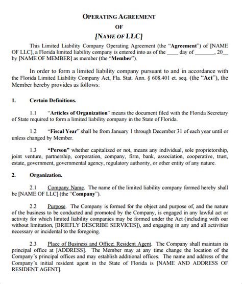 FREE 10+ Sample LLC Operating Agreement Templates in Google Docs MS Word Pages PDF