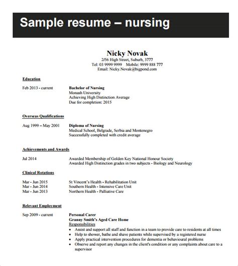 FREE 10+ Sample Nurse Resume Templates in MS Word PDF