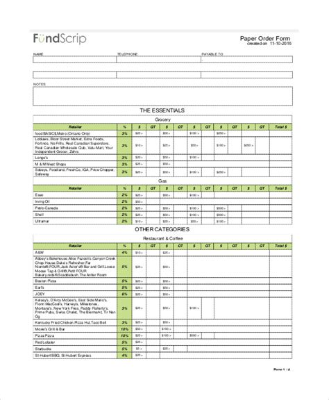 FREE 10+ Sample Paper Order Forms in MS Word PDF