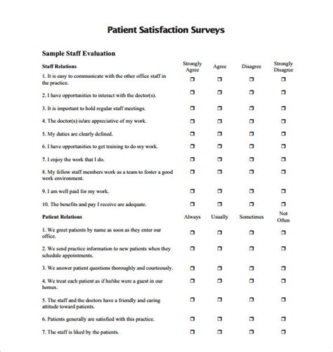 FREE 10+ Sample Patient Satisfaction Survey Templates in PDF MS Word