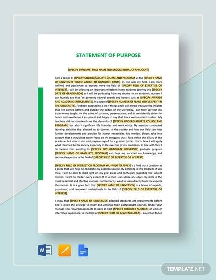 FREE 10+ Sample Purpose Statement Templates in PDF MS Word