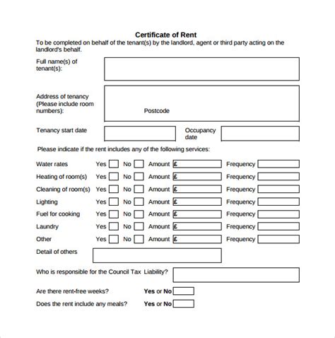 FREE 10+ Sample Rent Certificate Forms in PDF