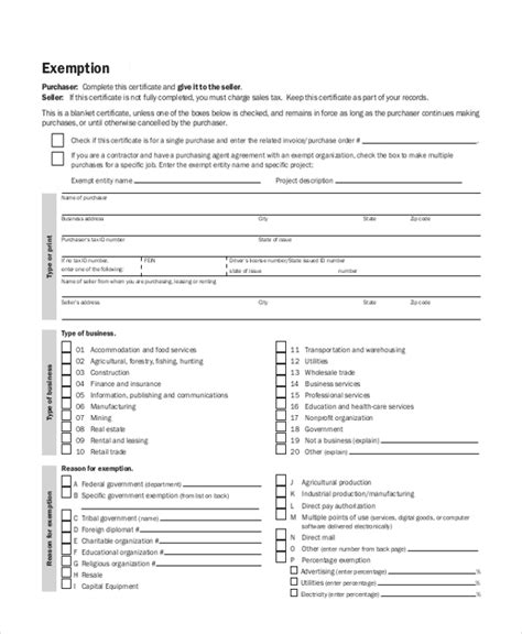 FREE 10+ Sample Tax Exemption Forms in PDF MS Word