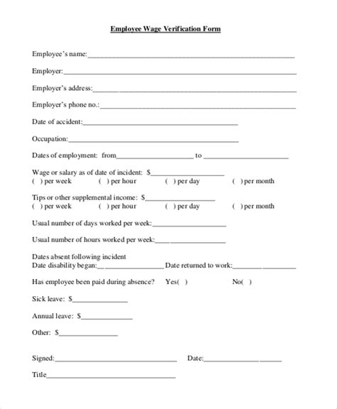 FREE 10+ Sample Wage Verification Forms in PDF Word