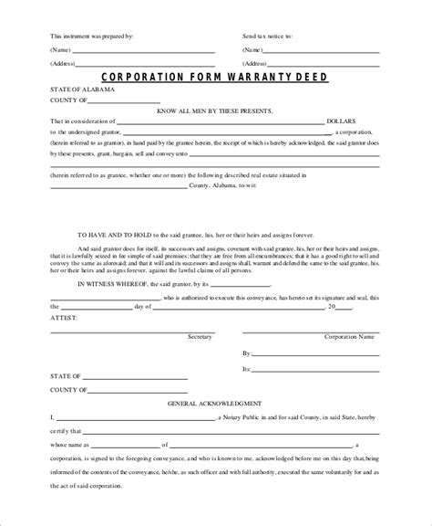 FREE 10+ Sample Warranty Deed Forms in MS Word PDF