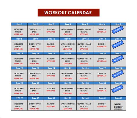 FREE 10+ Sample Workout Calendar Templates in PDF MS Word Excel