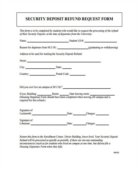 FREE 10+ Security Deposit Return Forms in PDF MS Word