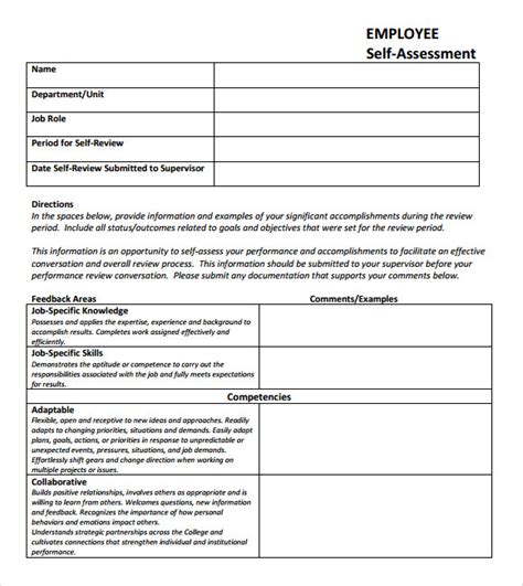 FREE 10+ Self Assessment Samples in PDF Excel MS Word