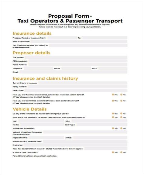 FREE 10+ Taxi Proposal Forms in PDF MS Word