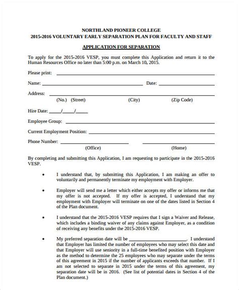 FREE 10+ Voluntary Separation Forms in PDF MS Word Excel