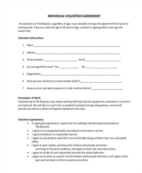 FREE 10+ Volunteer Agreement Forms in PDF MS Word