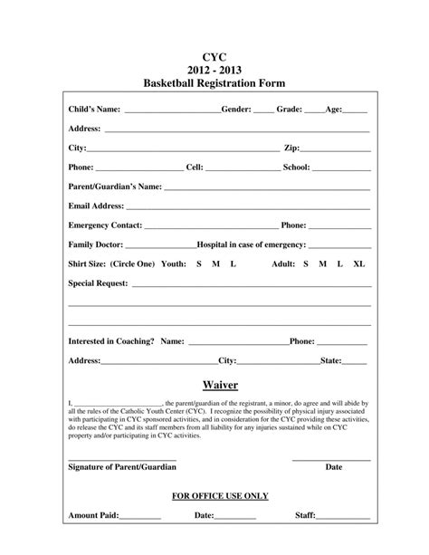 FREE 11+ Basketball Registration Forms in MS Word PDF Excel