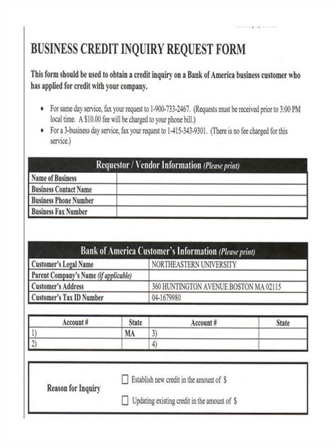 FREE 11+ Credit Inquiry Forms in PDF Ms Word