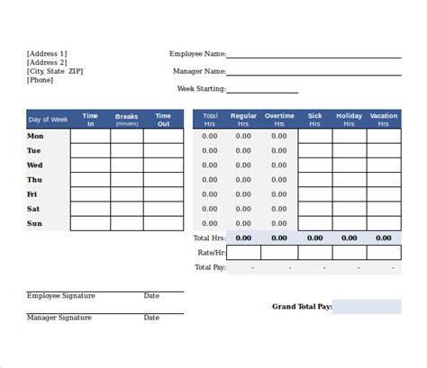 FREE 11+ Employee Timesheet Calculators in Google Docs Excel Pages