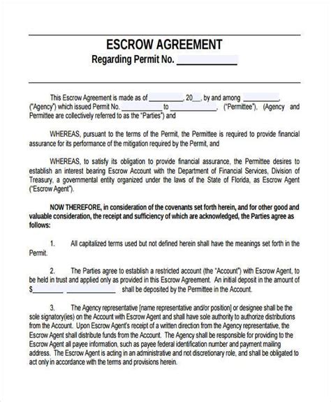 FREE 11+ Escrow Agreement Forms in PDF MS Word