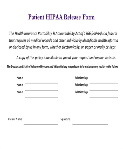 FREE 11+ HIPAA Release Form Samples in PDF MS Word