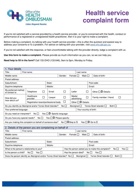 FREE 11+ Health Complaint Form Samples in PDF MS Word