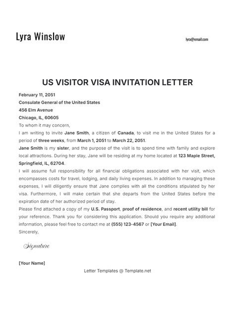 FREE 11+ Invitation Letters for US Visa in PDF MS Word Google Docs