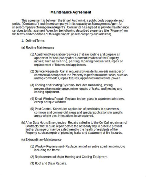 FREE 11+ Maintenance Agreement Templates in PDF MS Word Google Docs