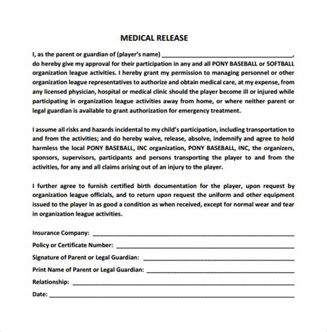 FREE 11+ Medical Release Forms in PDF Word