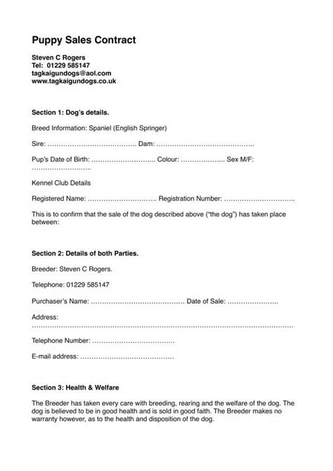 FREE 11+ Puppy Sales Contract Templates in PDF MS Word Google Docs Pages